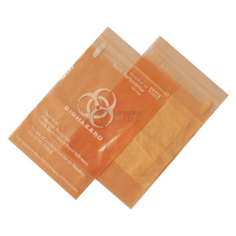 biohazard specimen bags with absorbent pad