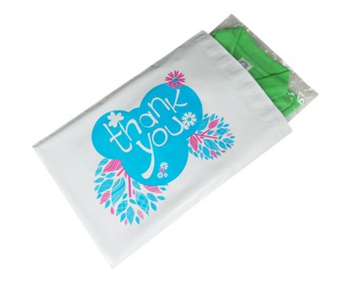 Blue Leaf Thank You Design Poly Mailers