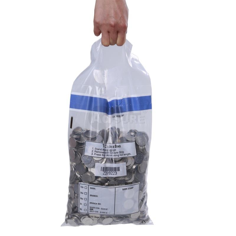 clear coin deposit bags with handle