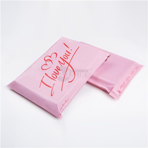 pink colored poly mailing bags