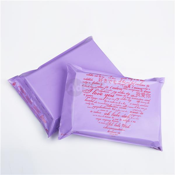 purple love design poly mailing bags