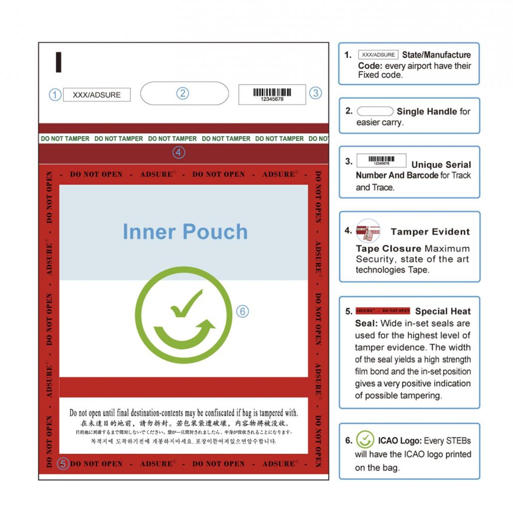DutyFree ICAO STEBs Bags TSA Security Tamper Evident Bags