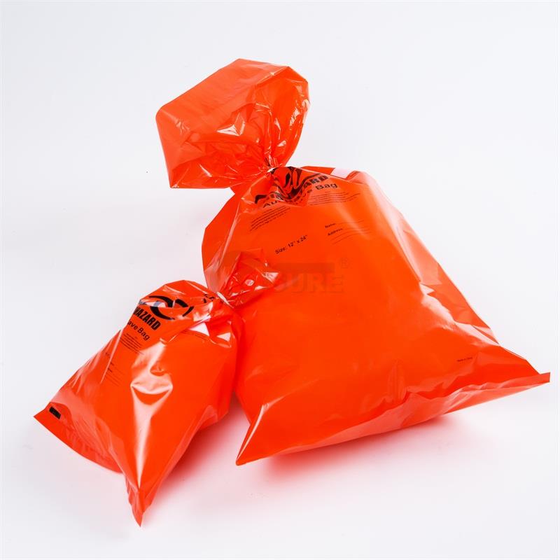 Orange Plastic Biohazard Autoclave Refuse Bags