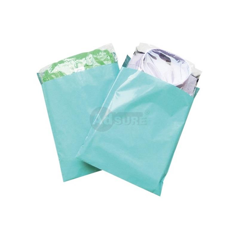 cyan colored plain poly mailers