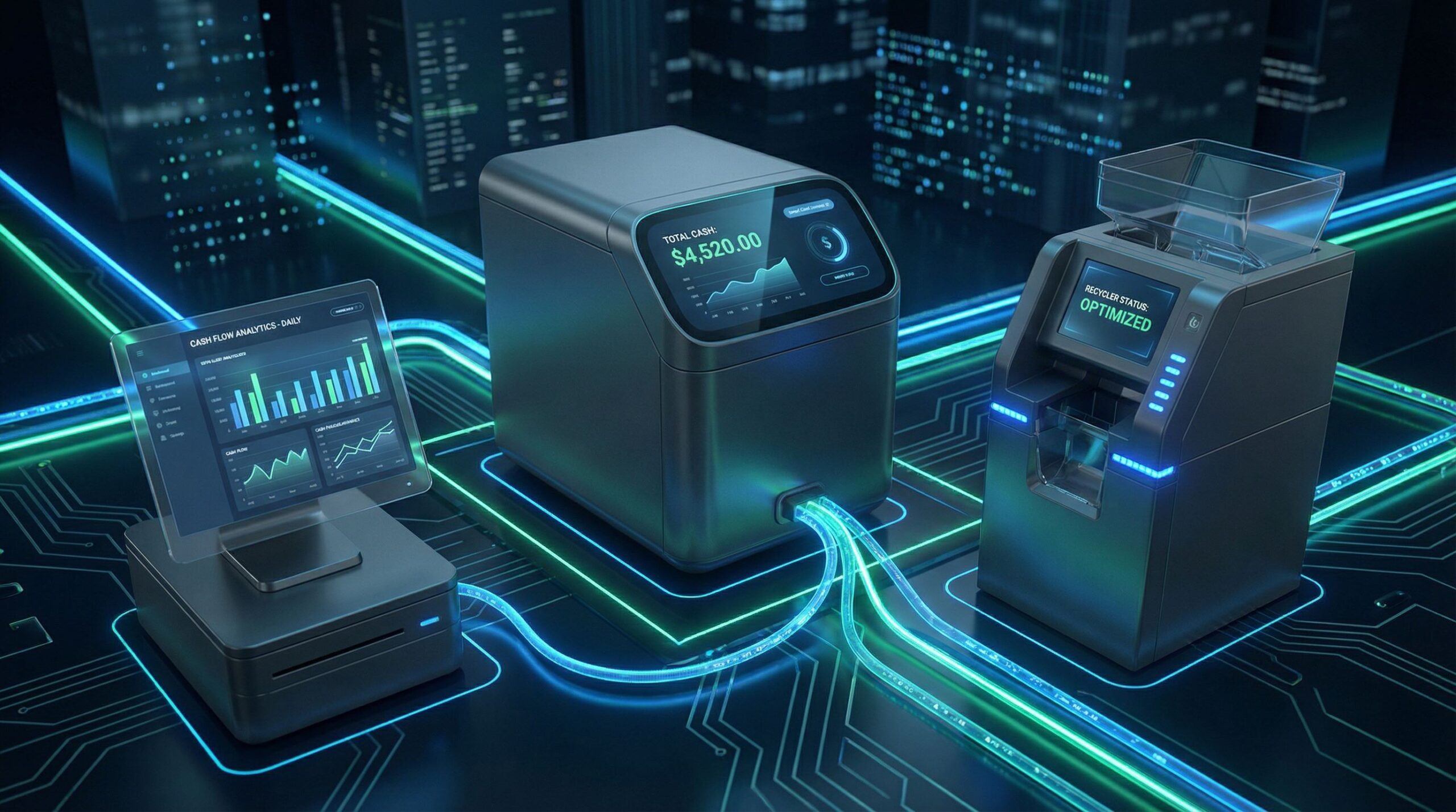 Advanced retail cash management technology including smart safes and cash recyclers