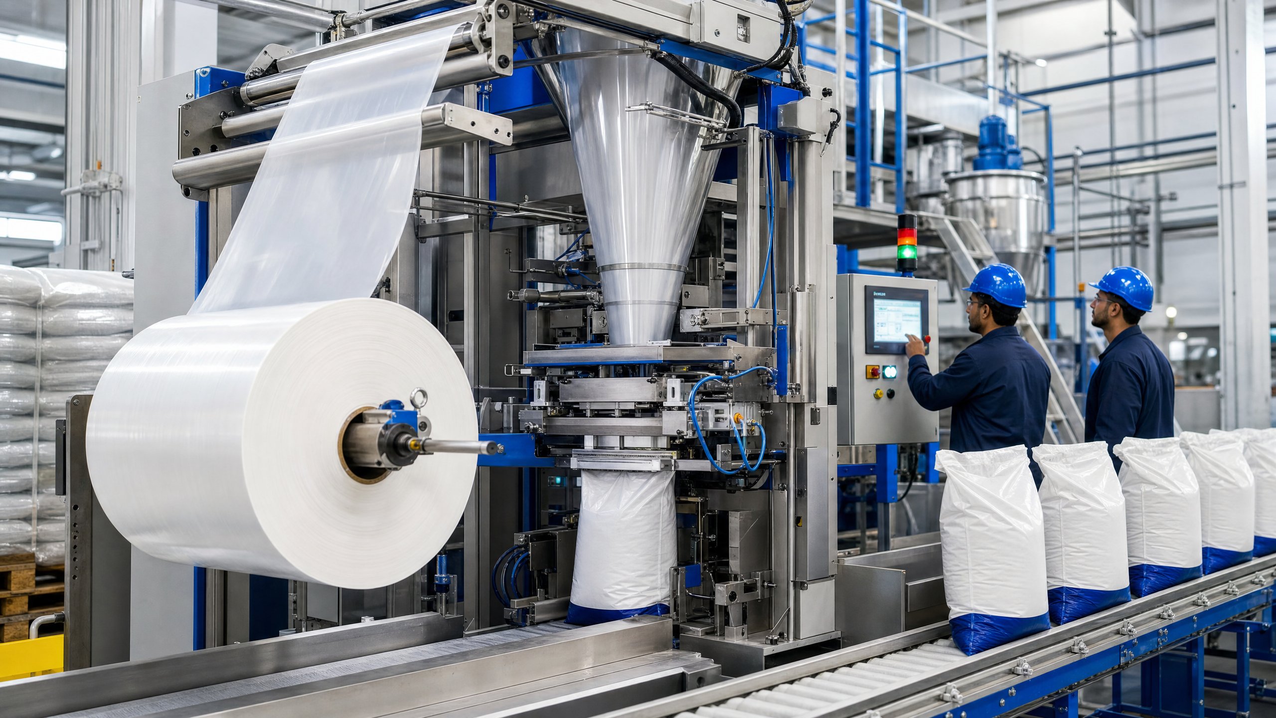 FFS packaging film cover image FFS packaging film running smoothly on an industrial form-fill-seal line