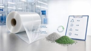 PCR FFS film roll for recyclable mono PE industrial packaging with application testing checklist