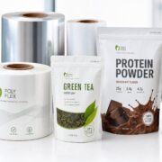 Dry Food Flexible Film Rolls and Pouches Dry food flexible film rolls and finished pouches for tea, protein powder and spices